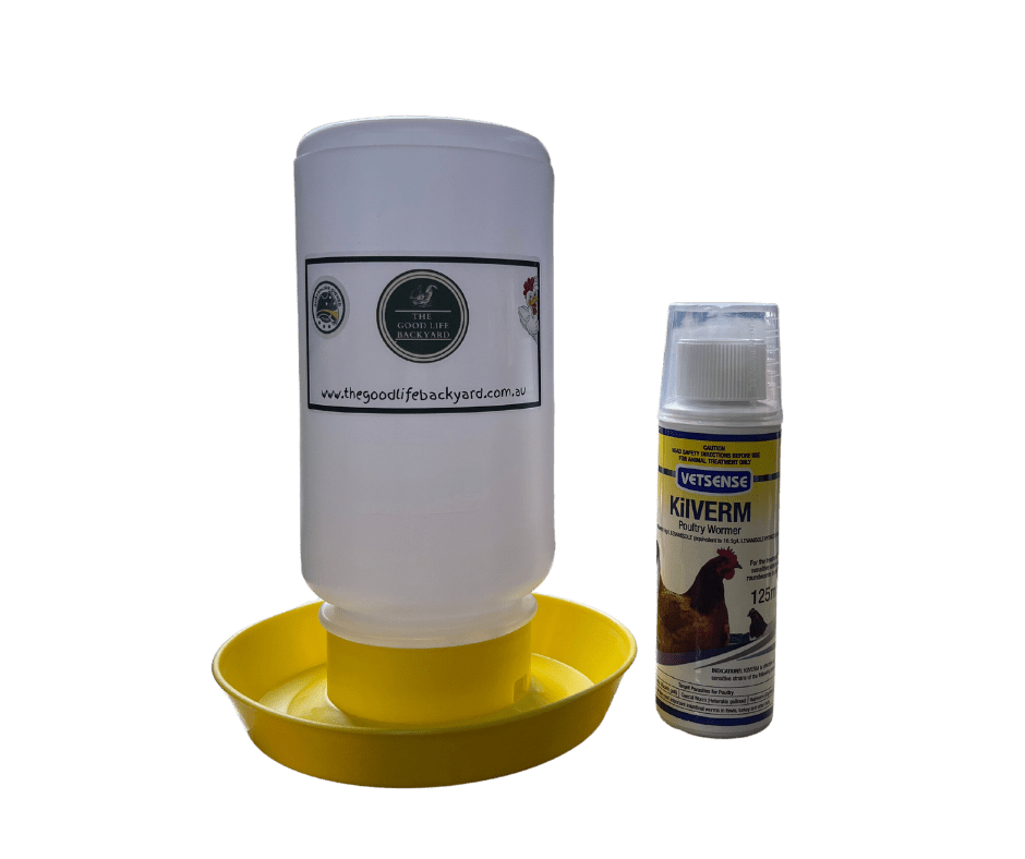 Australian made chicken wormer liquid Chicken wormer & dispenser